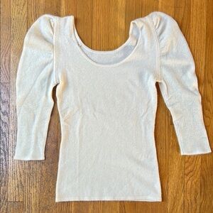 Cashmere Top. Puff Sleeves. Petite NWOT 🤍♡